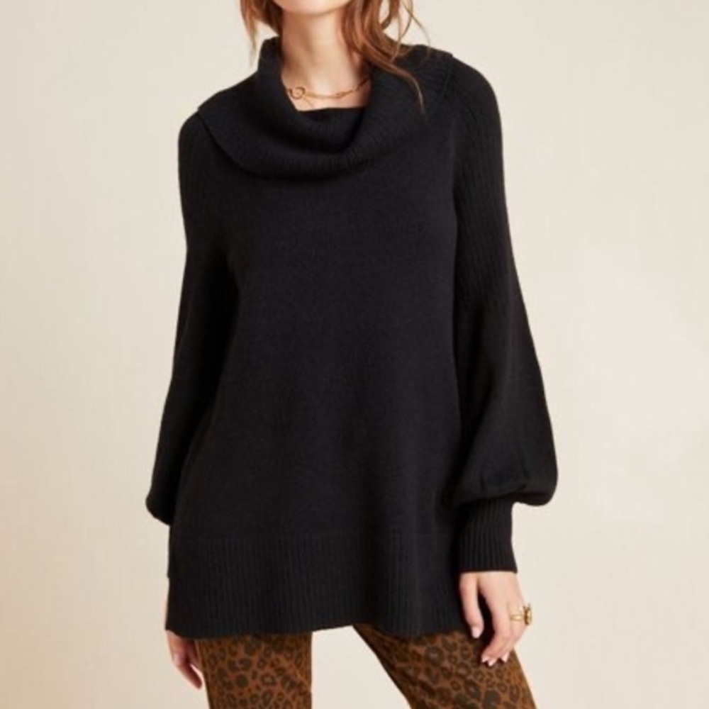 Anthropologie Paloma Black Cowl Neck Sweater Size Large